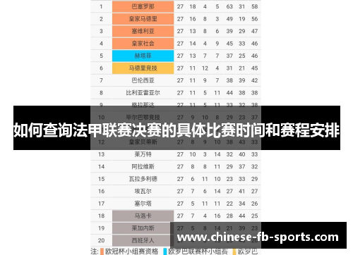 如何查询法甲联赛决赛的具体比赛时间和赛程安排